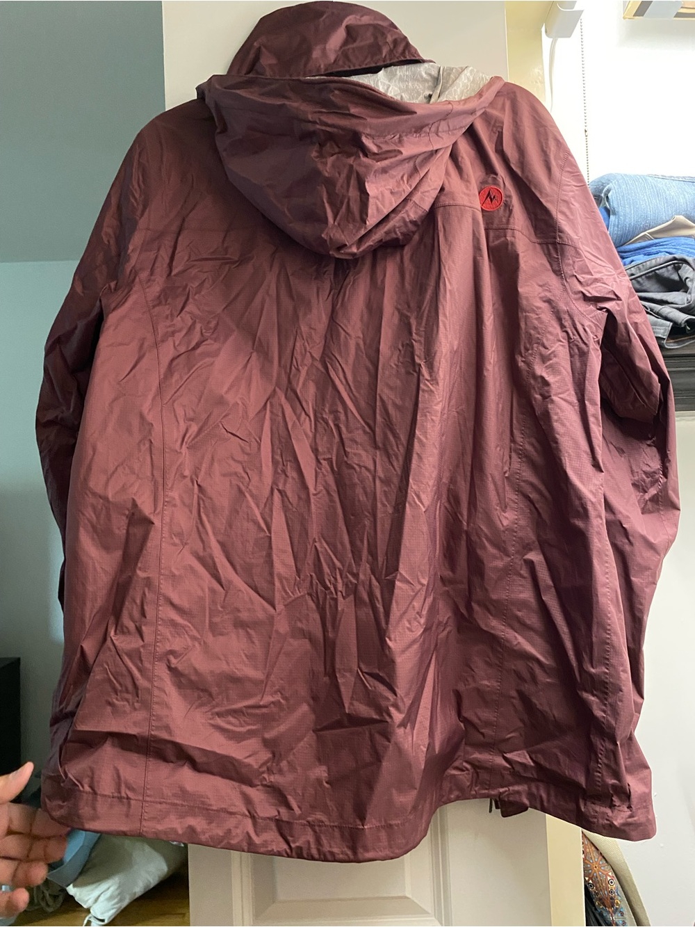 Marmot Men PreCip Jacket Hooded Windbreaker Maroon Size Large - Picture 2 of 4